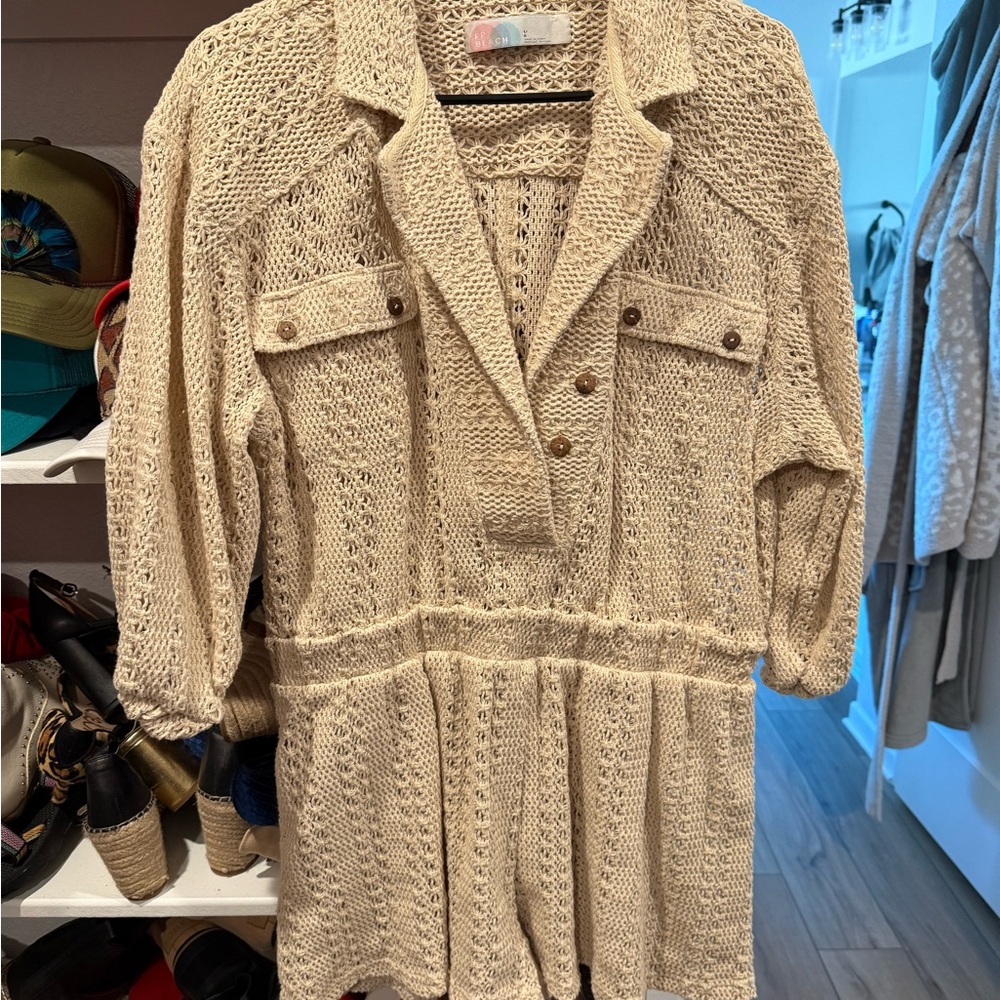 FP Movement by Free People Cream Knit Swim Coverup